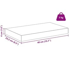 Sieninė lentyna 2 vnt. Ruda 40 x 23,5 x 3,8 cm Apdirbta mediena