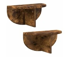 Sieninė lentyna 2 pcs Rūkyta ąžuolas 38 x 19 x 19 cm