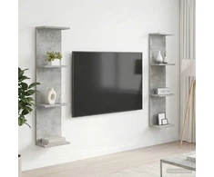 Sieninė lentyna 2 vnt. Betono pilka 25 x 15 x 100 cm