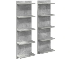 Sieninė lentyna 2 vnt. Betono pilka 30 x 15 x 100 cm