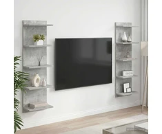 Sieninė lentyna 2 vnt. Betono pilka 30 x 15 x 100 cm
