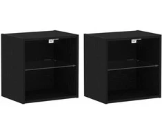 Savitautinė lentyna su LED apšvietimu su lentyna 2 pcs Juoda