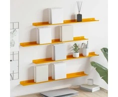 Plūduriuojanti lentyna 4 pcs Garučių geltona 80 x 9 x 2,5 cm