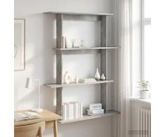 Sieninė lentyna Betono pilka 100 x 20 x 126 cm Apdirbta mediena