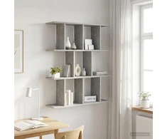 Sieninė lentyna Betono pilka 80 x 20 x 96 cm Apdirbta mediena