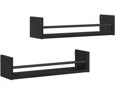 Sieninė lentyna 2 pcs Juodas ąžuolas 60 x 16 x 14 cm