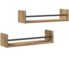 Sieninė lentyna 2 pcs Amatininkų ąžuolas 60 x 16 x 14 cm