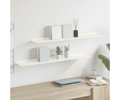 Plūduriuojanti lentyna 2 pcs Baltas 100 x 18 x 2,5 cm Plienas