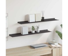 Plūduriuojanti lentyna 2 pcs Juodas 100 x 18 x 2,5 cm Plienas