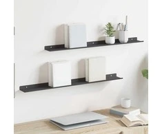 Plūduriuojanti lentyna 2 pcs Juodas 80 x 9 x 2,5 cm Plienas
