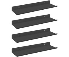 Plūduriuojanti lentyna 4 vnt. Juodas 30 x 9 x 2,5 cm Plienas