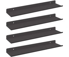 Plūduriuojanti lentyna 4 pcs Juodas 40 x 8,5 x 2,5 cm Plienas