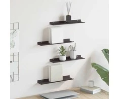 Plūduriuojanti lentyna 4 pcs Juodas 40 x 8,5 x 2,5 cm Plienas