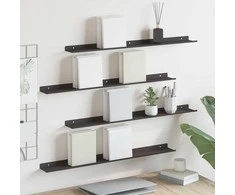 Plūduriuojanti lentyna 4 pcs Juodas 80 x 9 x 2,5 cm Plienas