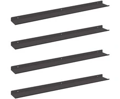 Plūduriuojanti lentyna 4 pcs Juodas 80 x 9 x 2,5 cm Plienas