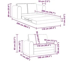 Sofa lova 60cm Kreminė audinys
