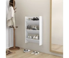 Sieninė spintelė batams, baltos spalvos, 60x18x90cm, MDP