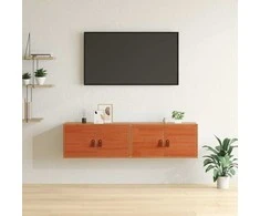 Sieninė spintelė su lentyna 2 pcs Vaško ruda 60 x 30 x 30 cm