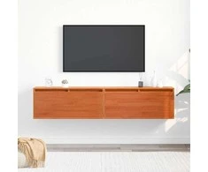 Sieninė spintelė su lentyna 2 pcs Vaško ruda 80 x 30 x 35 cm