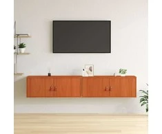 Sieninė spintelė su lentyna 2 pcs Vaško ruda 80 x 30 x 30 cm