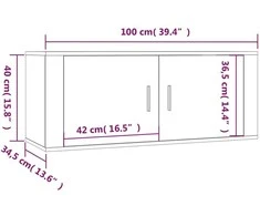 TV staliukas Sieninė televizoriaus spintelė, dūminio ąžuolo, 100x34,5x40cm