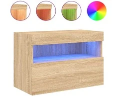 TV staliukas Sieninė TV spintelė su LED lemputėmis, ąžuolo, 60x30x40cm
