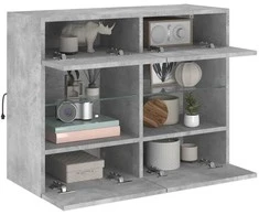 TV staliukas Sieninė TV spintelė su LED lemputėmis, betono, 78,5x30x60,5cm
