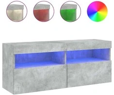 TV staliukas Sieninė TV spintelė su LED lemputėmis, betono, 100x30x40cm