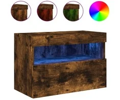 TV staliukas Sieninė TV spintelė su LED lemputėmis, dūminė, 60x30x40cm