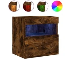 TV staliukas Sieninė TV spintelė su LED lemputėmis, dūminė, 40x30x40cm