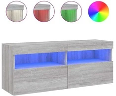 TV staliukas Sieninė TV spintelė su LED lemputėmis, pilka, 100x30x40cm