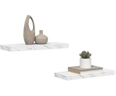 Sieninė lentyna 2 pcs Balti marmuro 60 x 23,5 x 4 cm