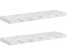 Sieninė lentyna 2 pcs Balti marmuro 80 x 23,5 x 4 cm