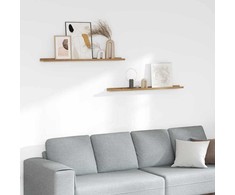Sieninė lentyna 2 pcs Ruda 100 x 9 x 3 cm Apdirbta mediena