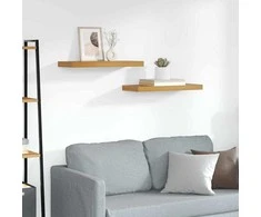 Sieninė lentyna 2 pcs Ruda 60 x 23 x 4 cm Apdirbta mediena