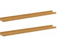 Sieninė lentyna 2 pcs Smėlio 80 x 9 x 3 cm Apdirbta mediena