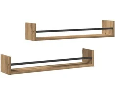 Sieninė lentyna 2 pcs Amatininkų ąžuolas 80 x 16 x 14 cm