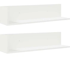 Sieninės lentynos, 2 vnt., baltos, 75x16,5x16,5 cm, inžinerinė mediena