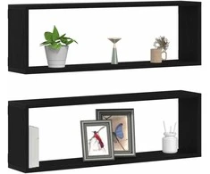 Sieninės lentynos 2 pcs Juodas ąžuolas 80 x 15 x 26 cm