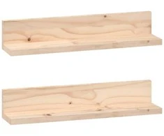 Sieninės lentynos, 2vnt., 50x11x9cm, pušies medienos masyvas