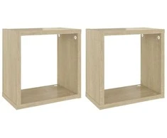 Sieninės lentynos, 2vnt., ąžuolo, 26x15x26cm, kubo formos