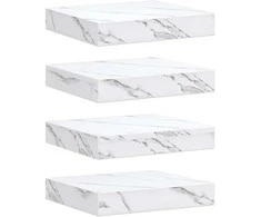 Sieninė lentyna 4 pcs Balti marmuro 23 x 23,5 x 4 cm