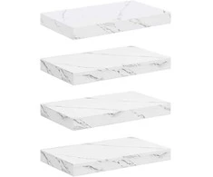 Sieninė lentyna 4 pcs Balti marmuro 40 x 23,5 x 4 cm