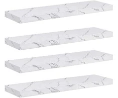 Sieninė lentyna 4 pcs Balti marmuro 90 x 23,5 x 4 cm