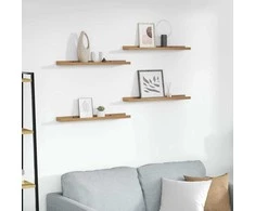 Sieninė lentyna 4 pcs Ruda 60 x 9 x 3 cm Apdirbta mediena