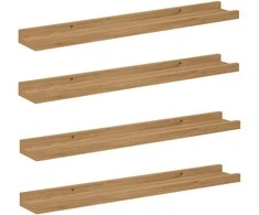 Sieninė lentyna 4 pcs Ruda 60 x 9 x 3 cm Apdirbta mediena