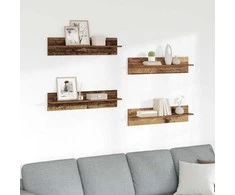 Sieninės lentynos 4 pcs Senovinis medis 80 x 11,5 x 18 cm