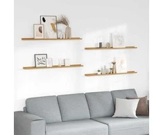 Sieninė lentyna 4 pcs Smėlio 115 x 9 x 3 cm Apdirbta mediena