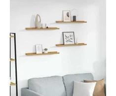 Sieninė lentyna 4 pcs Smėlio 60 x 9 x 3 cm Apdirbta mediena