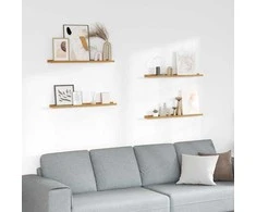 Sieninė lentyna 4 pcs Smėlio 80 x 9 x 3 cm Apdirbta mediena